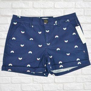 SO Favorite Midi Juniors 5 Navy Rainbow Print Shorts NWT
